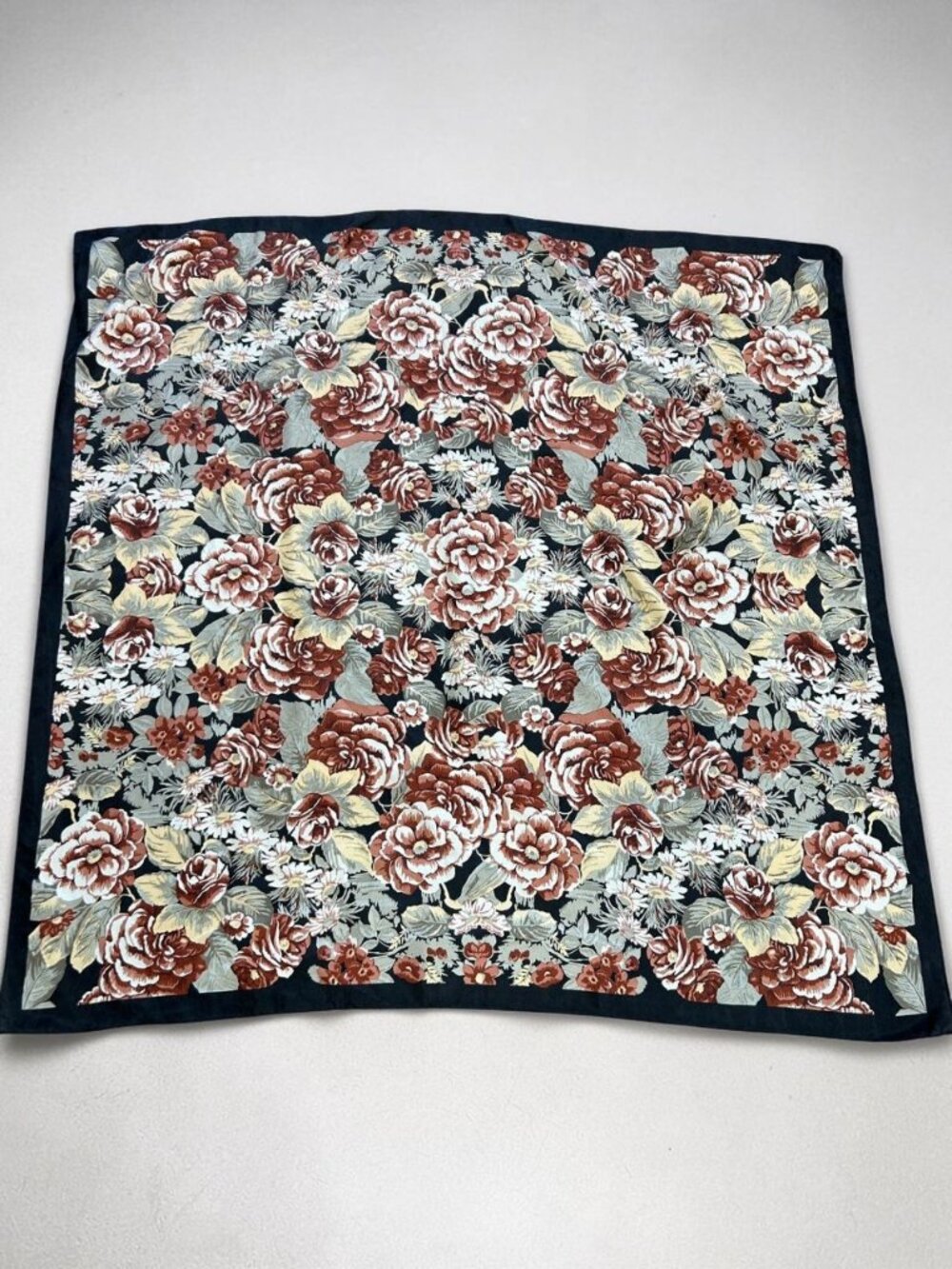 Jacqueline Ferrar Dense Cottage Floral 100% Silk 34” Square Scarf